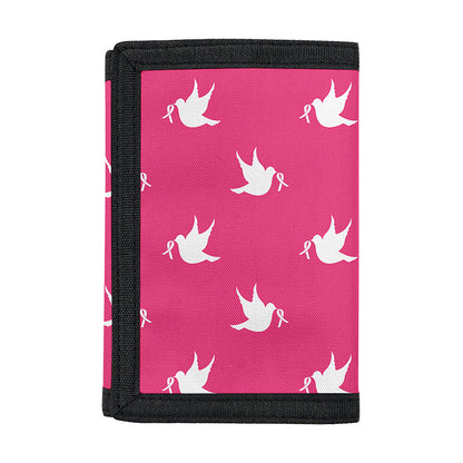White Dove Breast Cancer Pattern Print Trifold Wallet