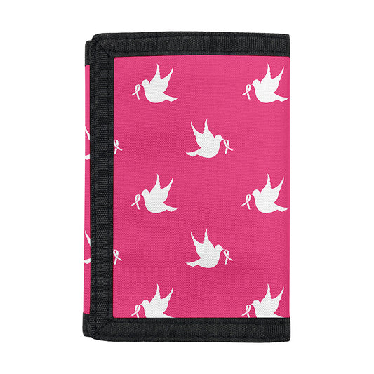 White Dove Breast Cancer Pattern Print Trifold Wallet