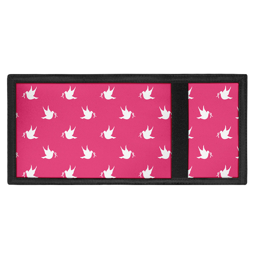 White Dove Breast Cancer Pattern Print Trifold Wallet
