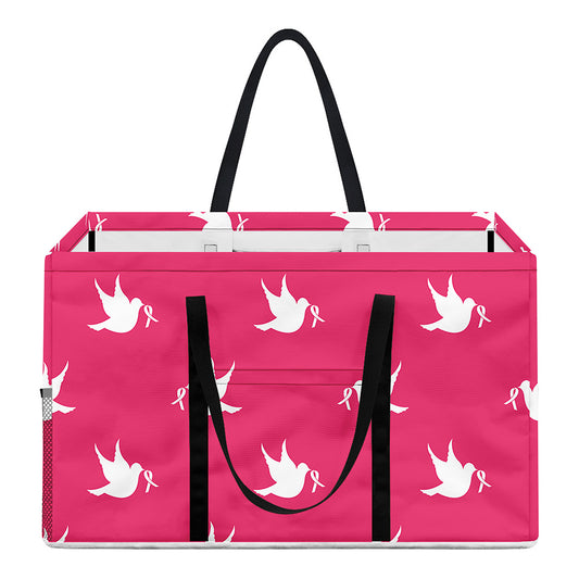 White Dove Breast Cancer Pattern Print Utility Tote Bag