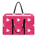 White Dove Breast Cancer Pattern Print Utility Tote Bag