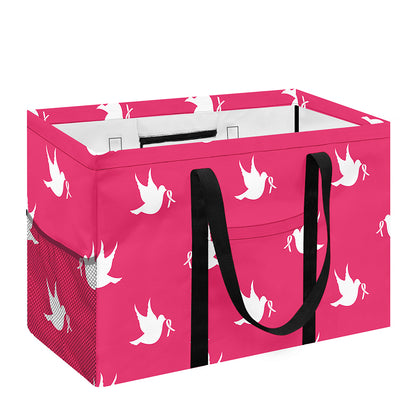 White Dove Breast Cancer Pattern Print Utility Tote Bag