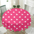 White Dove Breast Cancer Pattern Print Waterproof Round Tablecloth