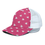 White Dove Breast Cancer Pattern Print White Mesh Trucker Cap