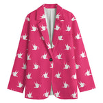 White Dove Breast Cancer Pattern Print Women's Blazer