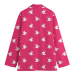 White Dove Breast Cancer Pattern Print Women's Blazer