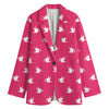 White Dove Breast Cancer Pattern Print Women's Cotton Blazer