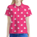 White Dove Breast Cancer Pattern Print Women's Polo Shirt