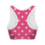 White Dove Breast Cancer Pattern Print Women's Sports Bra