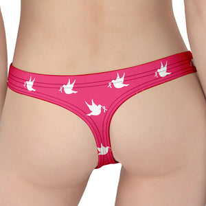 White Dove Breast Cancer Pattern Print Women's Thong