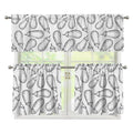 White Eggplant Drawing Print 3 Piece Kitchen Curtains