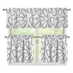 White Eggplant Drawing Print 3 Piece Kitchen Curtains