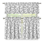 White Eggplant Drawing Print 3 Piece Kitchen Curtains