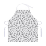 White Eggplant Drawing Print Adjustable Apron
