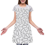 White Eggplant Drawing Print Adjustable Apron