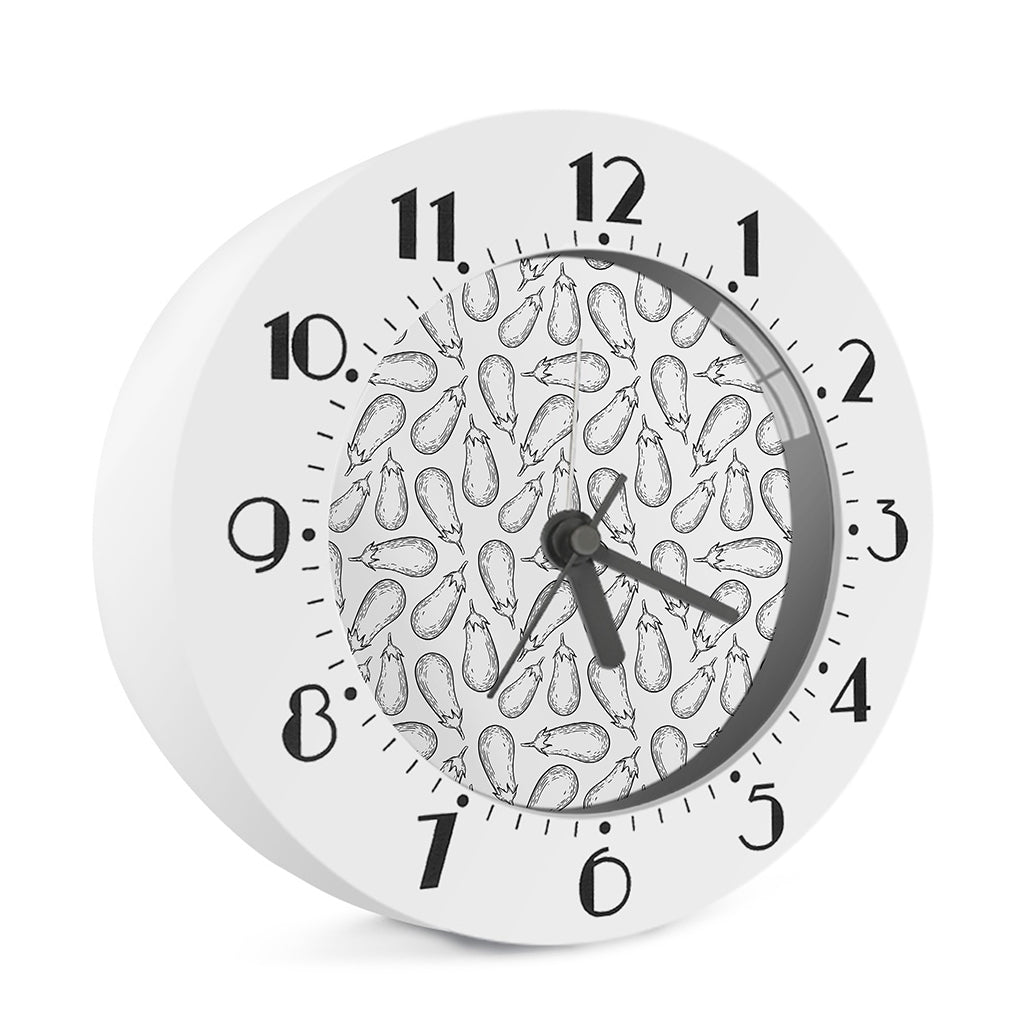 White Eggplant Drawing Print Alarm Clock