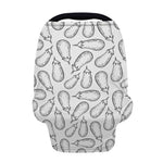 White Eggplant Drawing Print Baby Seat Cover