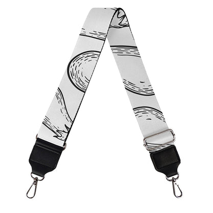 White Eggplant Drawing Print Bag Strap