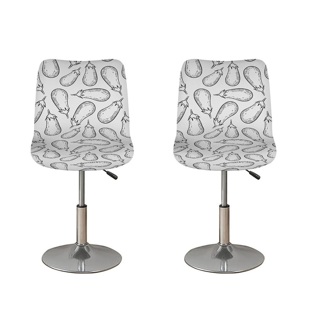 White Eggplant Drawing Print Bar Stool Covers