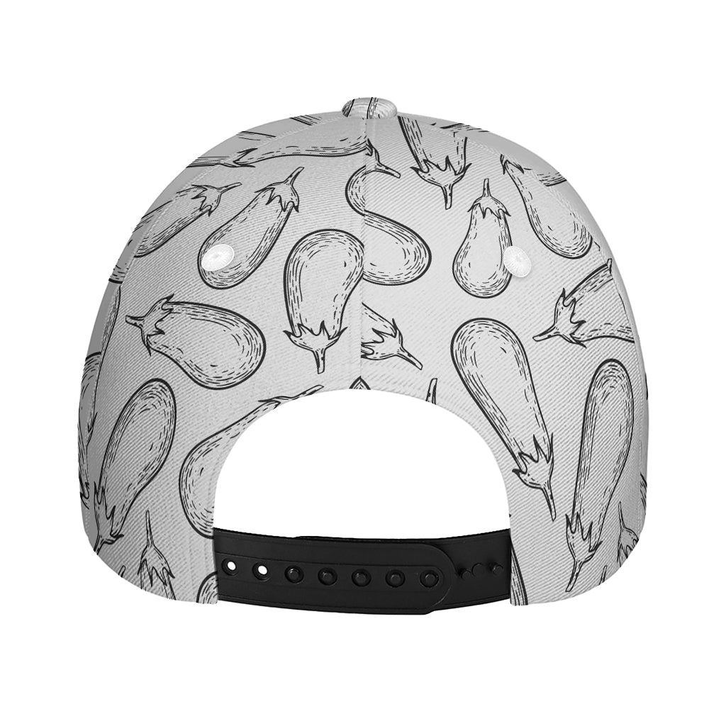 White Eggplant Drawing Print Baseball Cap