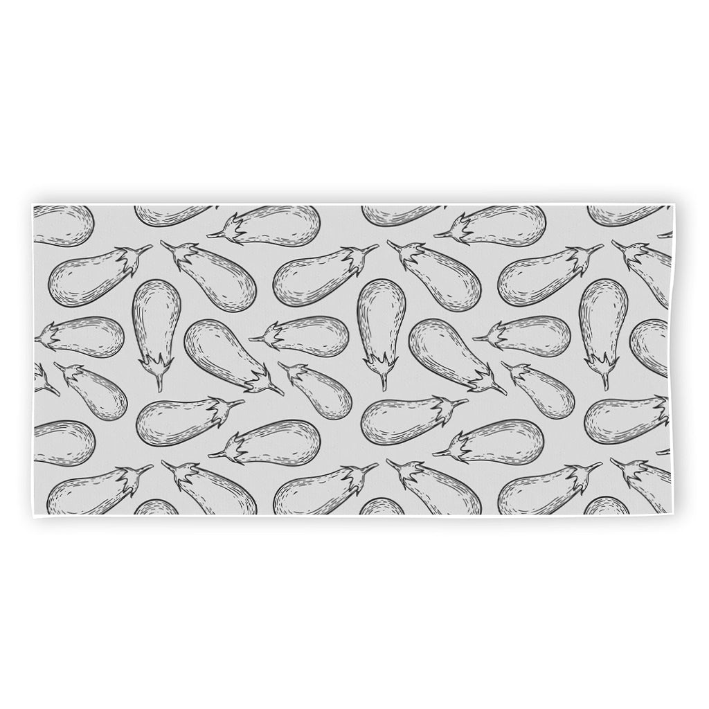 White Eggplant Drawing Print Beach Towel