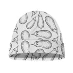 White Eggplant Drawing Print Beanie