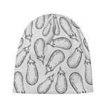 White Eggplant Drawing Print Beanie