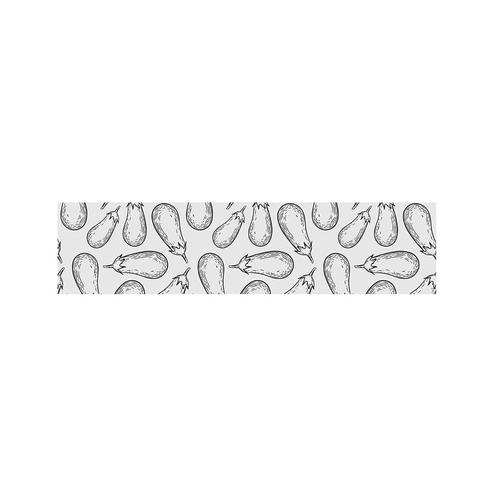 White Eggplant Drawing Print Bed Runner