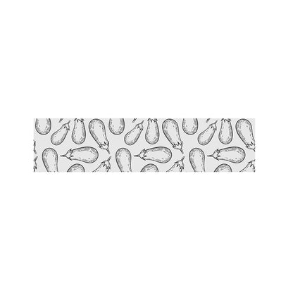 White Eggplant Drawing Print Bed Runner