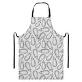 White Eggplant Drawing Print Bib Apron With Pocket