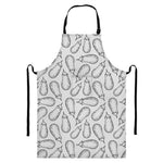 White Eggplant Drawing Print Bib Apron With Pocket