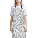 White Eggplant Drawing Print Bib Apron With Pocket