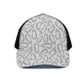 White Eggplant Drawing Print Black Mesh Trucker Hat