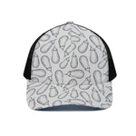 White Eggplant Drawing Print Black Mesh Trucker Cap