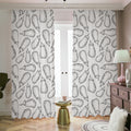 White Eggplant Drawing Print Dimout Pencil Pleat Curtains