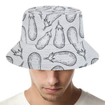 White Eggplant Drawing Print Bucket Hat