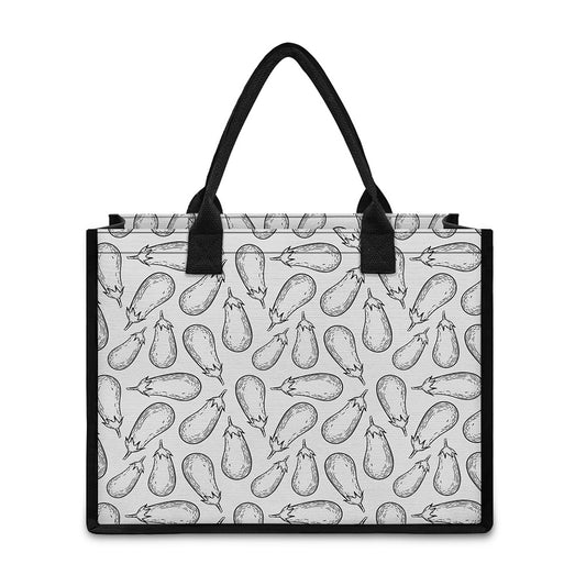 White Eggplant Drawing Print Canvas Tote Bag
