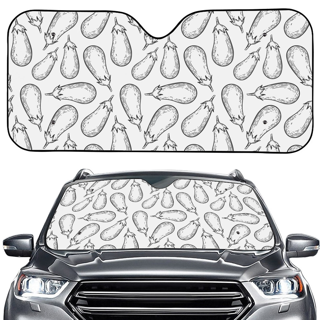 White Eggplant Drawing Print Car Windshield Sun Shade