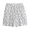 White Eggplant Drawing Print Cotton Shorts
