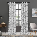 White Eggplant Drawing Print Curtain