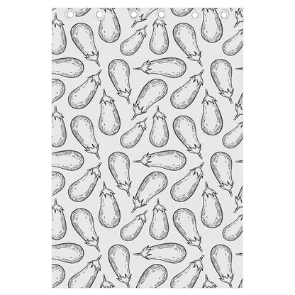 White Eggplant Drawing Print Curtain