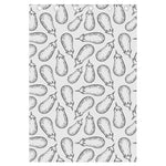 White Eggplant Drawing Print Curtain