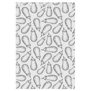 White Eggplant Drawing Print Curtain