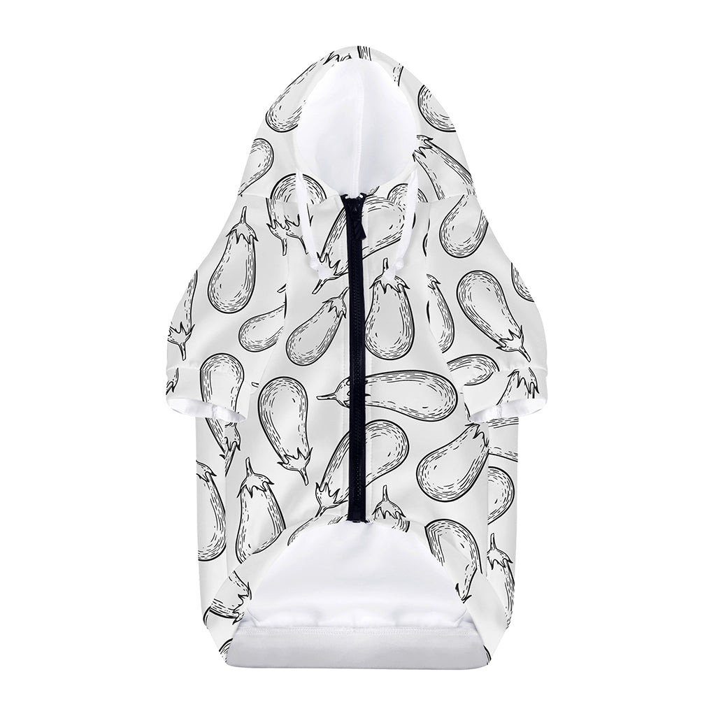 White Eggplant Drawing Print Dog Zip Up Hoodie