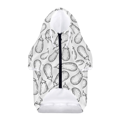 White Eggplant Drawing Print Dog Zip Up Hoodie
