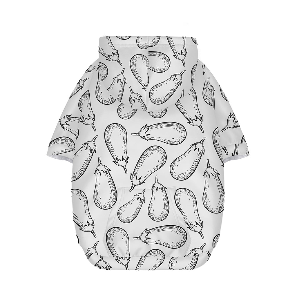 White Eggplant Drawing Print Dog Zip Up Hoodie