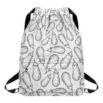 White Eggplant Drawing Print Drawstring Backpack