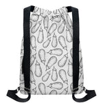 White Eggplant Drawing Print Drawstring Backpack