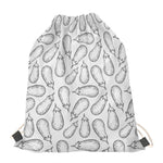 White Eggplant Drawing Print Drawstring Bag