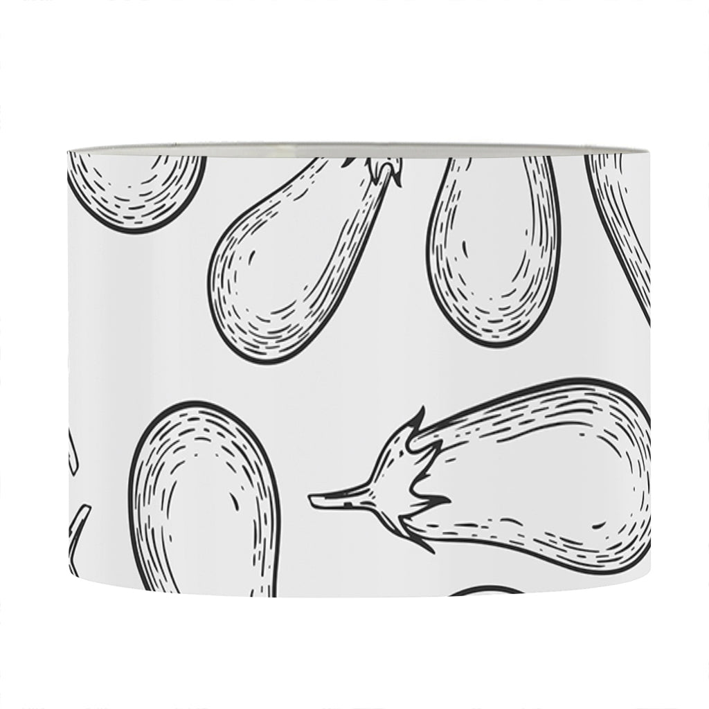 White Eggplant Drawing Print Drum Lamp Shade